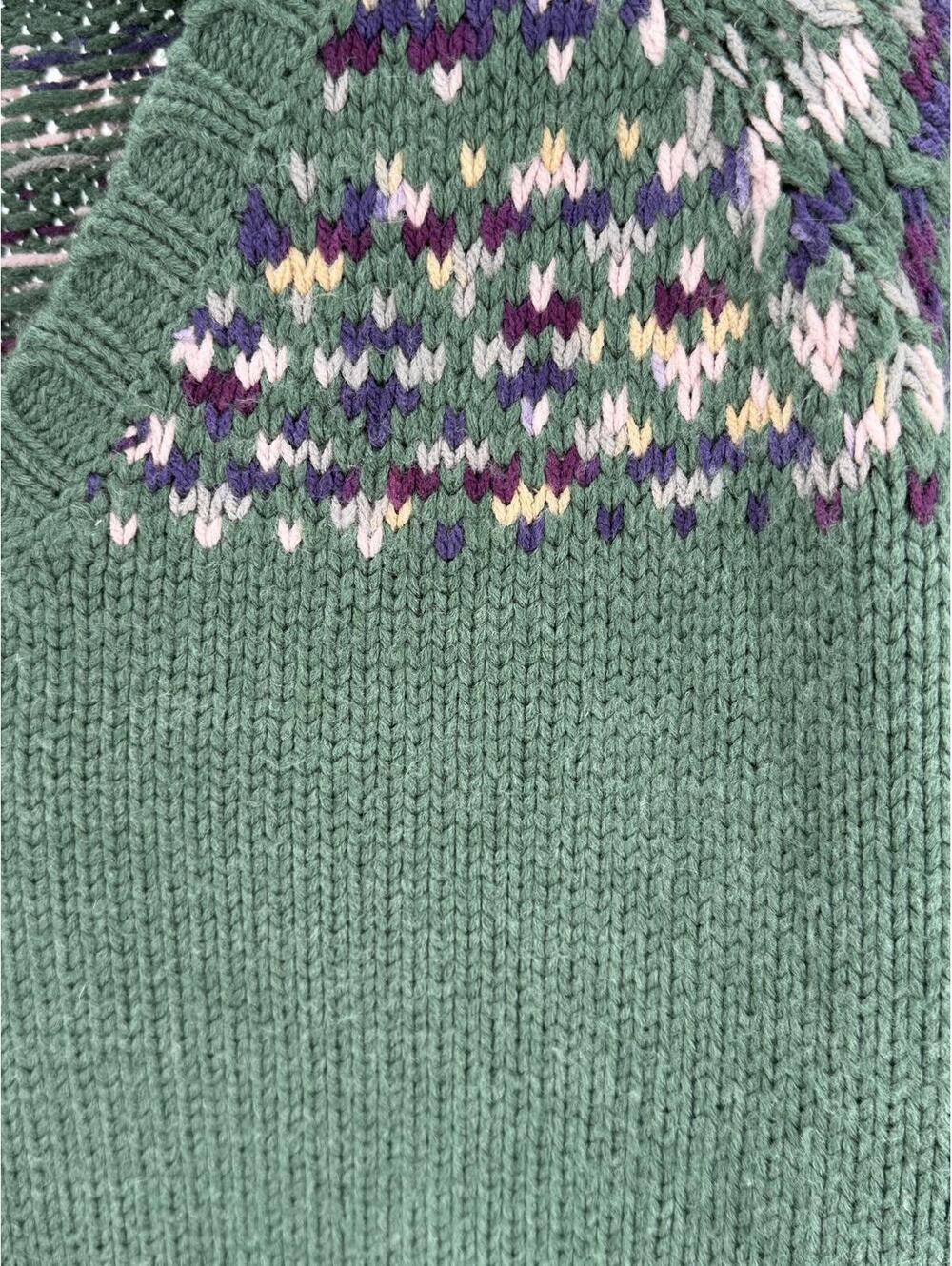 Vintage Natural Reflections Green Fair Isle Knit Sweater Pullover Cozy Winter 2X - Picture 2 of 7